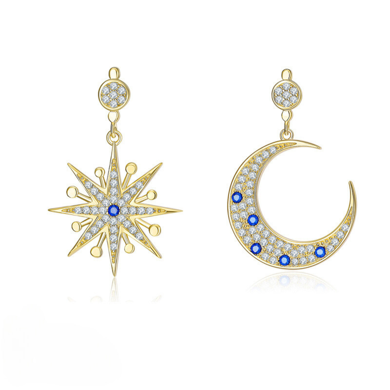Gold star sales and moon earrings