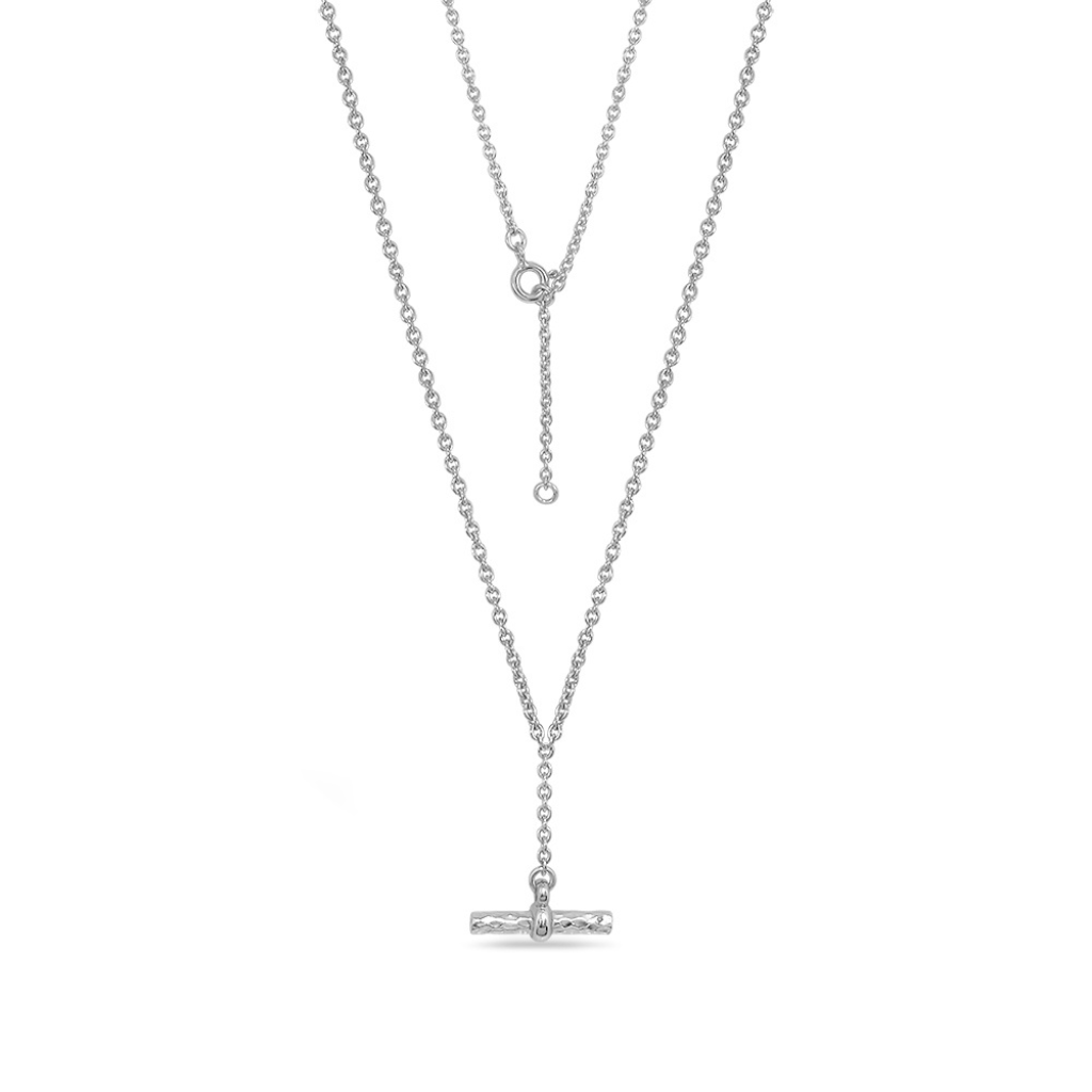 T-Bar on a fine chain in sterling silver. Classic timeless design.