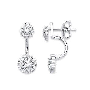 Sterling Silver Cubic Zirconia Two Way Wear Earrings