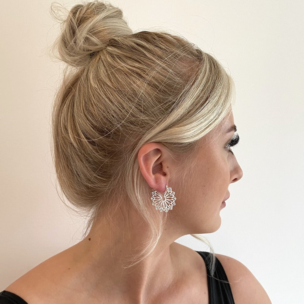 Sterling Silver Mandala Hoop Earrings