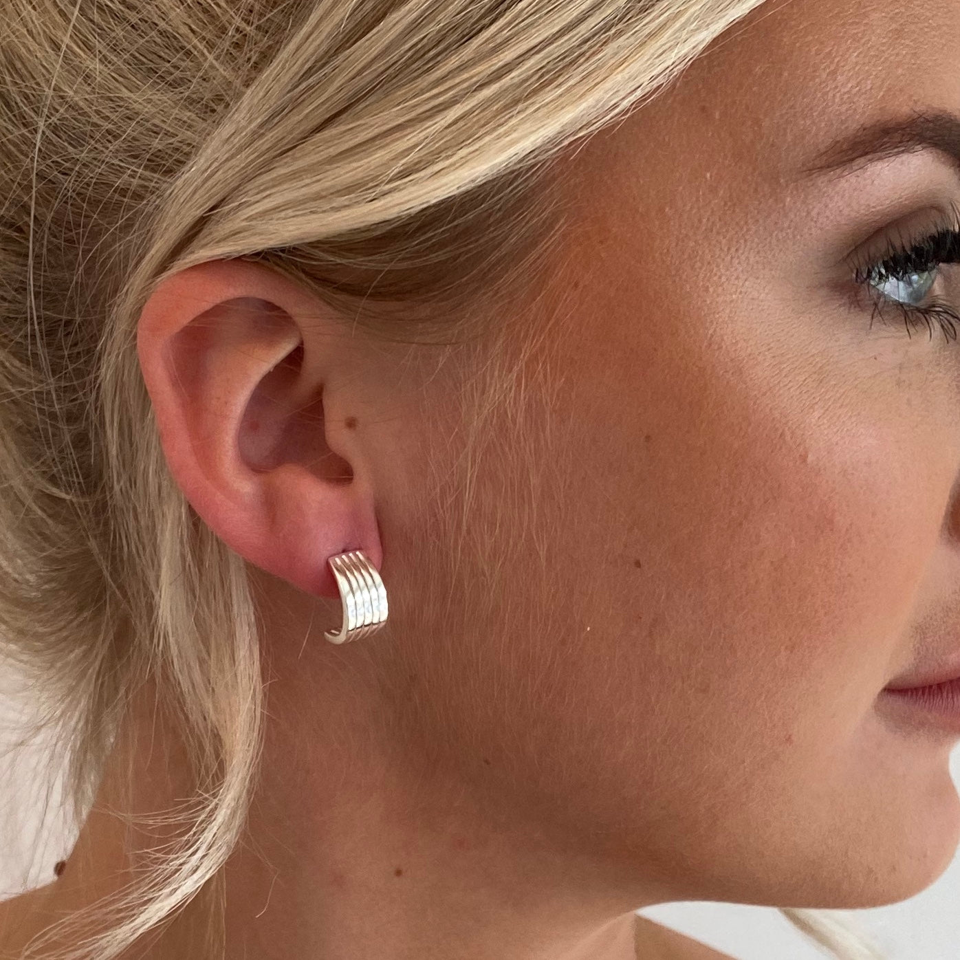 Sterling Silver Half Hoop Stud