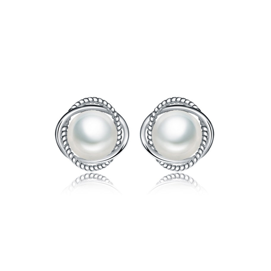Sterling Silver Pearl Stud Earrings