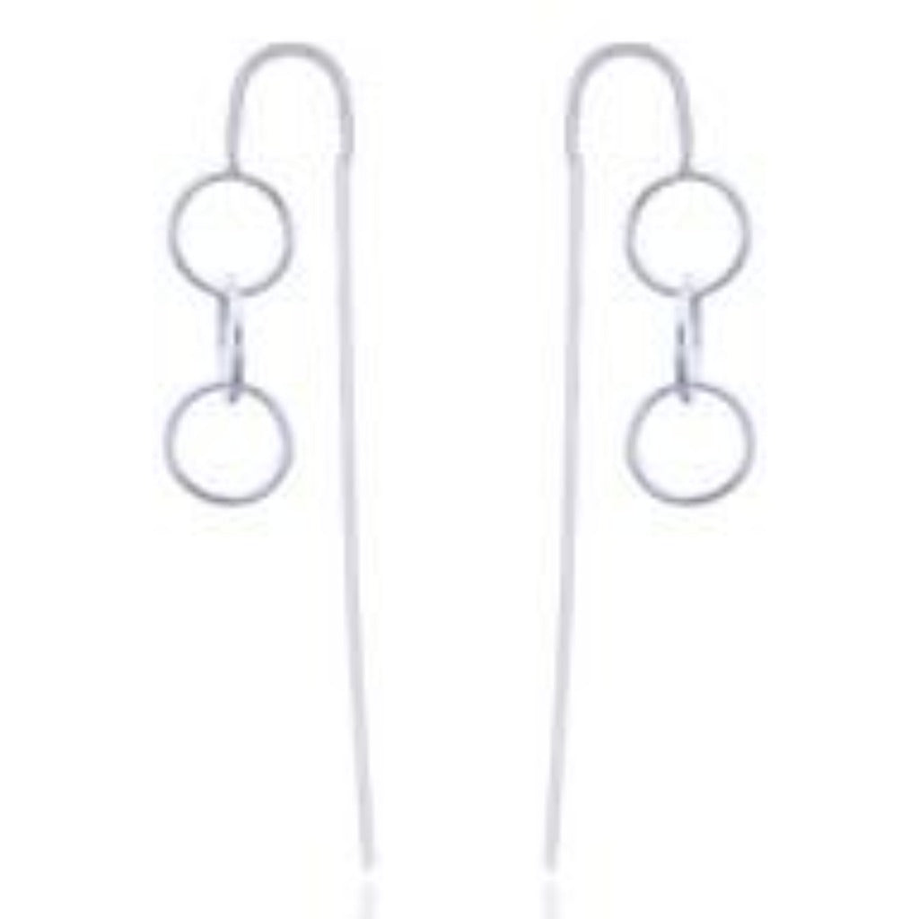 Sterling Silver Circle Threaders Drop Earrings