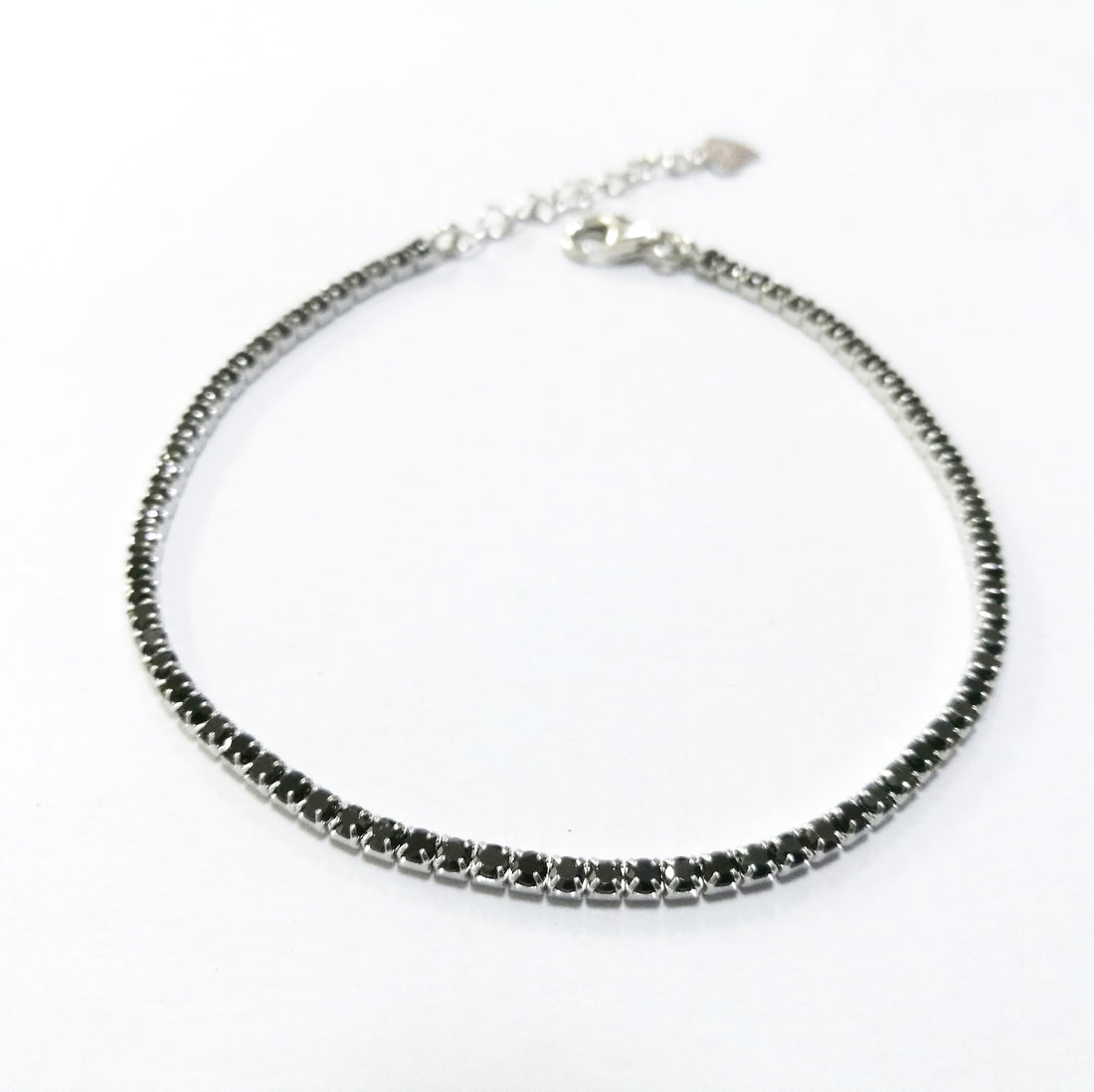 Sterling Silver Cubic Zirconia Black Stone Bracelet