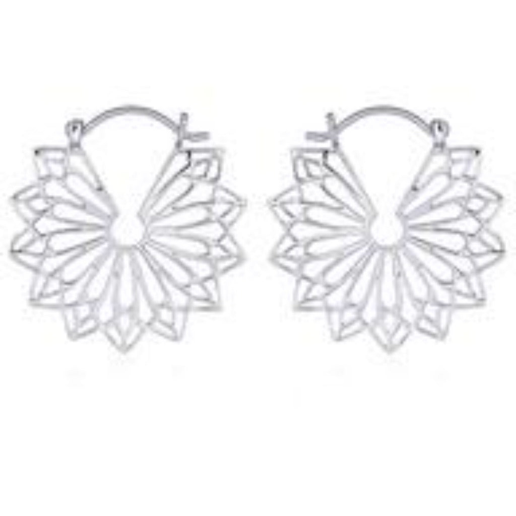 Sterling Silver Mandala Hoop Earrings