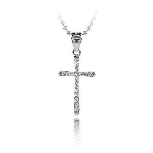 Sterling Silver Cubic Zirconia Cross Necklace