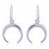 Silver earrings shaped as crescent moons on a french hook.