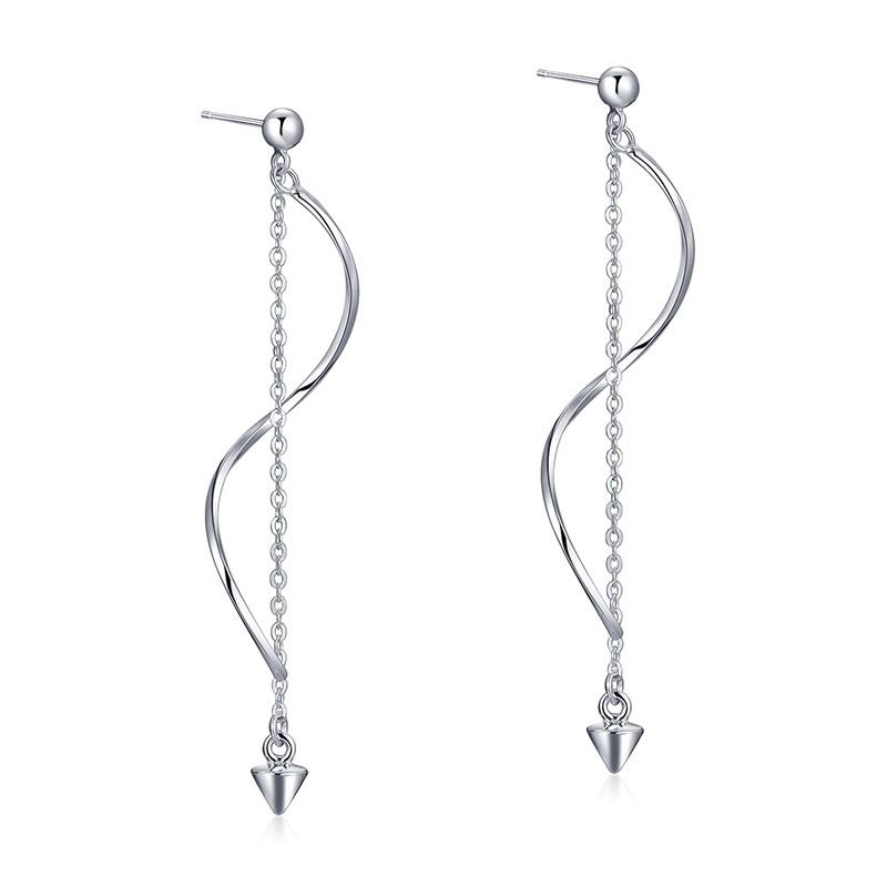 Sterling Silver Long Drop Earrings with spike end.
