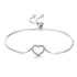 Love heart bracelet encrusted with Cubic Zirconia (CZ) stones with an adjustable slider clasp for easy fastening