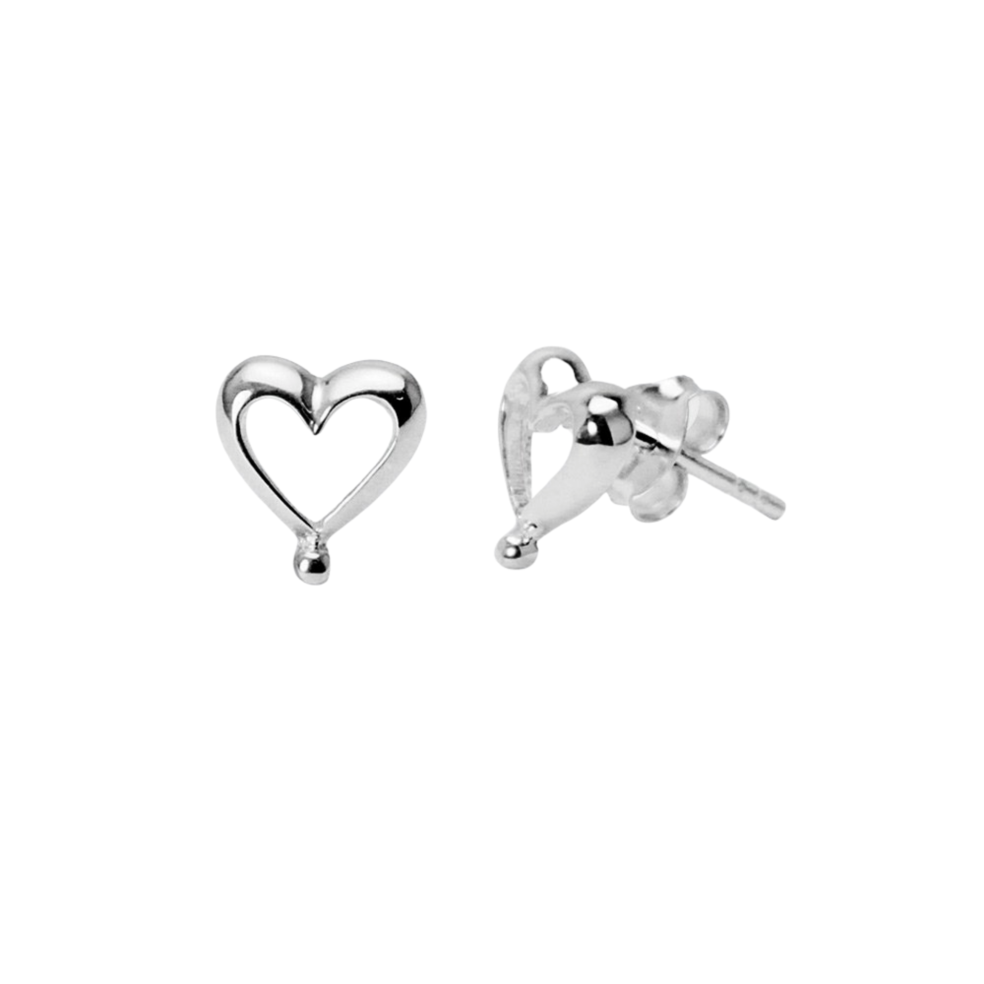 Sterling Silver Romantic Heart Studs
