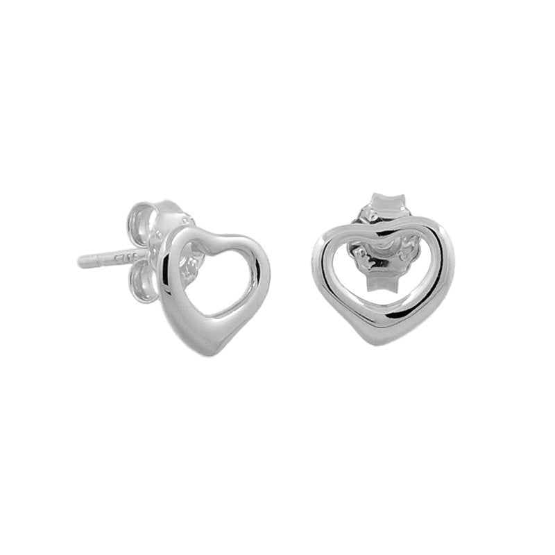 Sterling Silver Classic Open Heart Stud