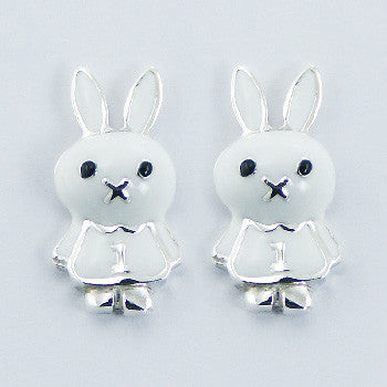 Sterling Silver White Rabbit Studs
