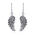A pair of drop Sterling Silver Angel Wing earring with lots of detail on the wings.