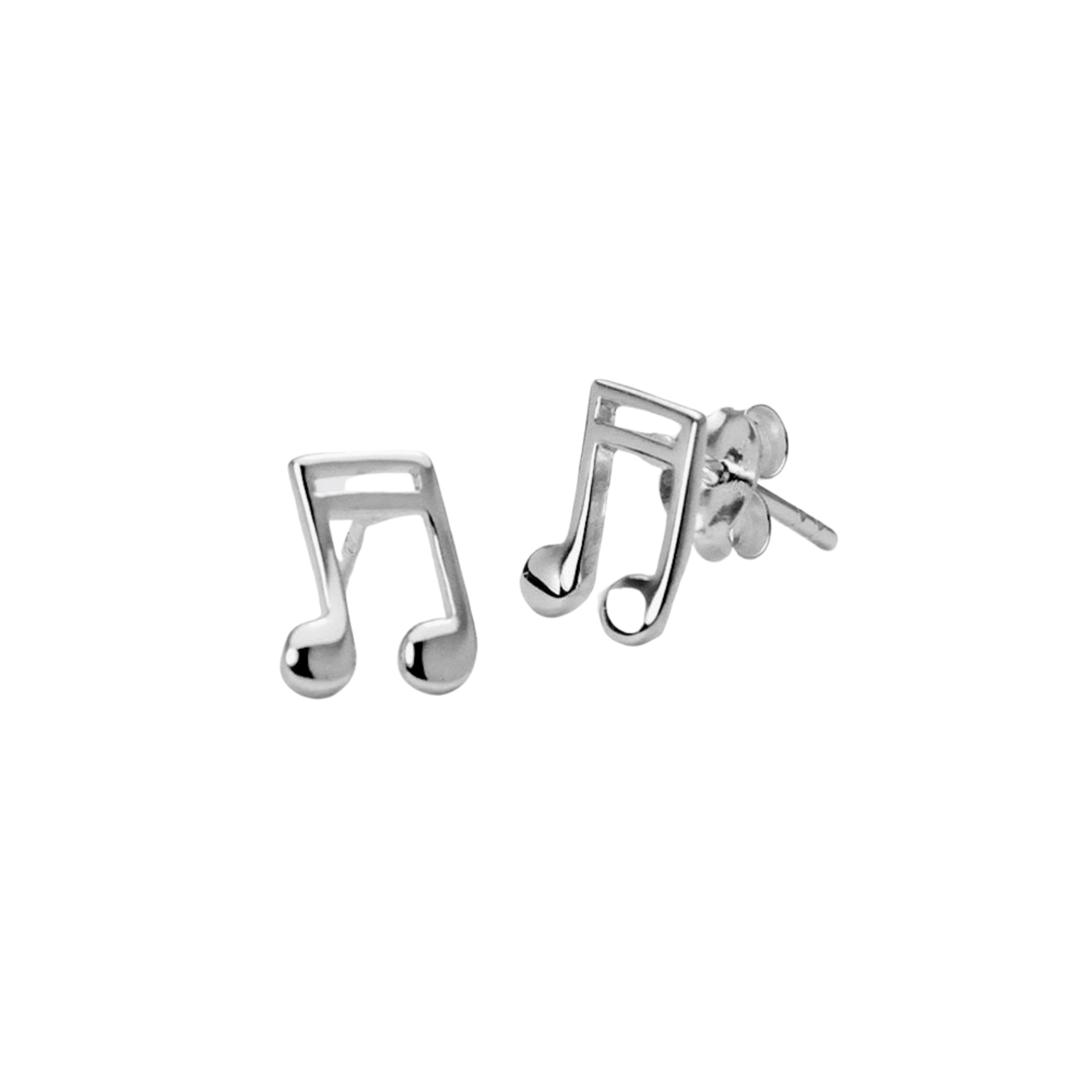 A musical note made from sterling silver with a high polish finish. A pair of Beam Notes for music lovers.