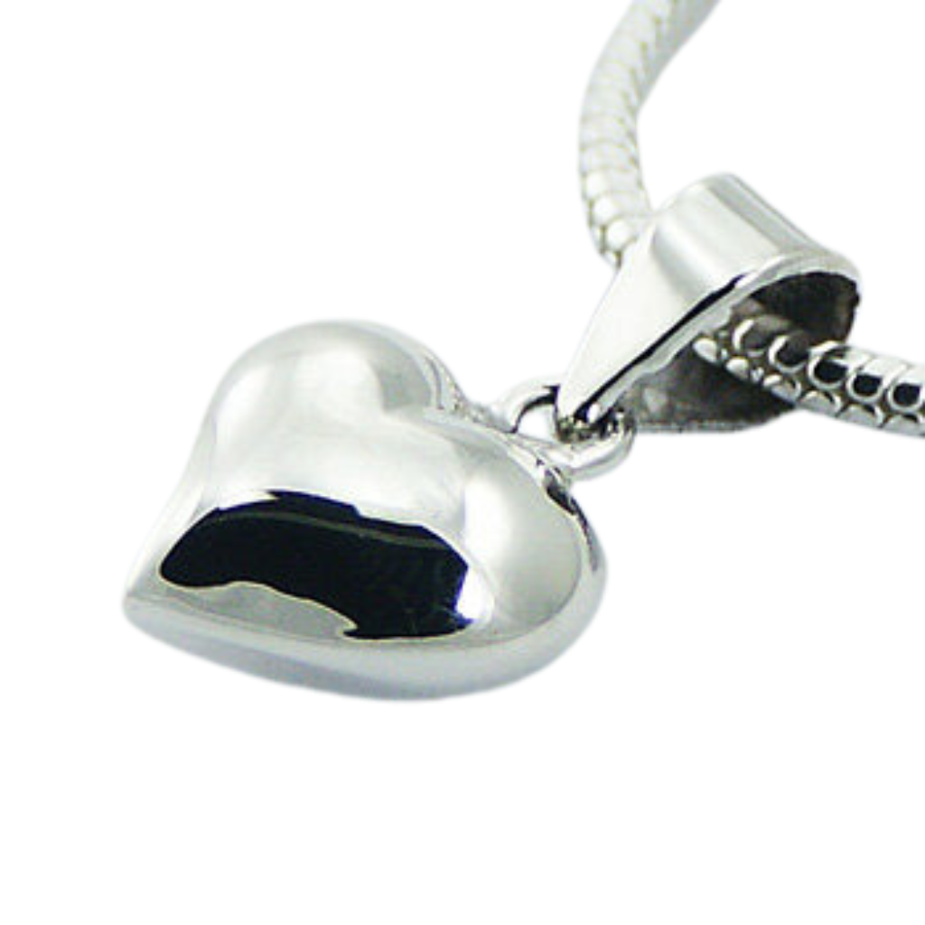 Sterling Silver Puffed Love Heart Necklace