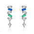 Sterling silver drop earrings with sparkling blue and green stones.