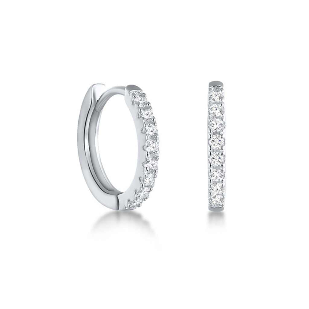 Sterling Silver Sparkle Hoop CZ Earrings