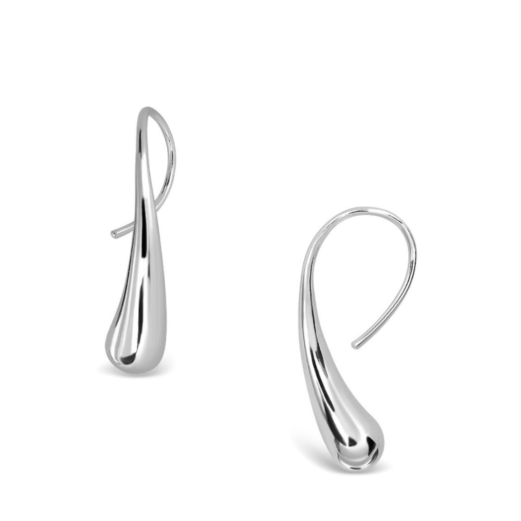 Sterling silver tear drop earrings with a high polish finish.