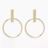Gold Statement Earrings featuring a vertical bar with a 30mm hoop attached.