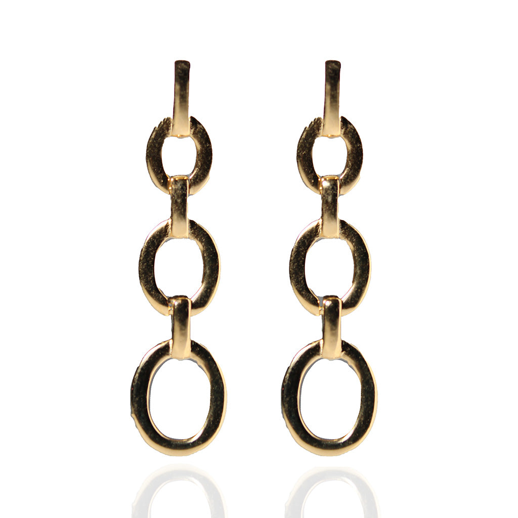 Gold Triple Hoop Drop Earrings