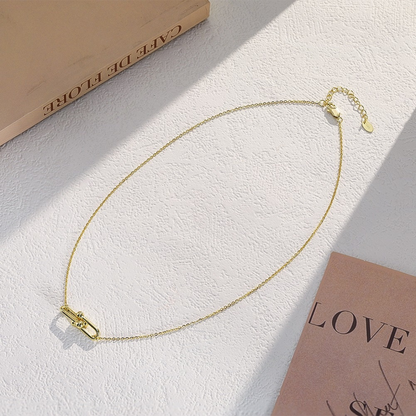 Gold Plated Link Pendant Necklace styled in a lifestyle setting, showcasing its elegant, contemporary look