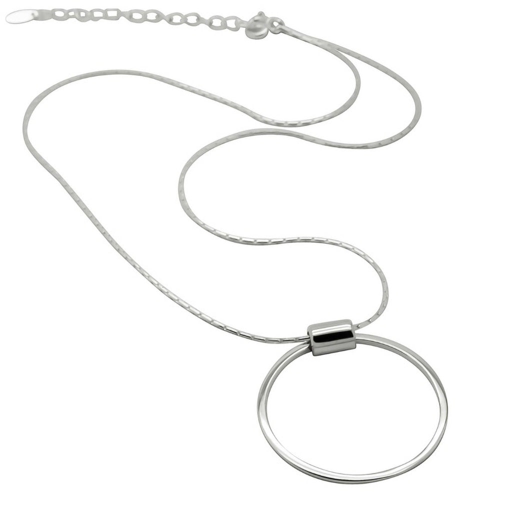 A high quality statement circle necklace with a high polish finish.