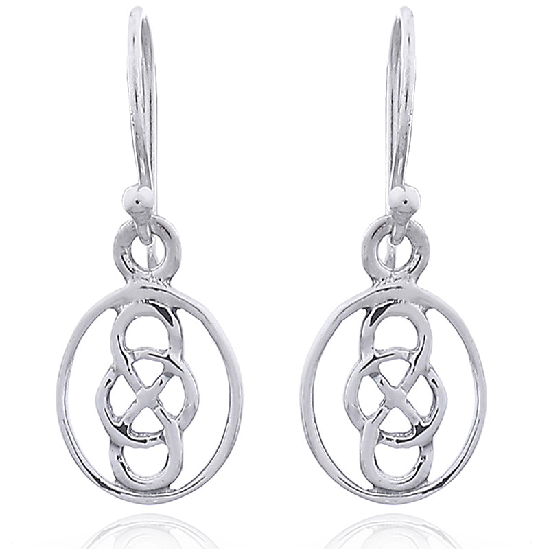 Sterling Silver Oval Eternity Knot Drops