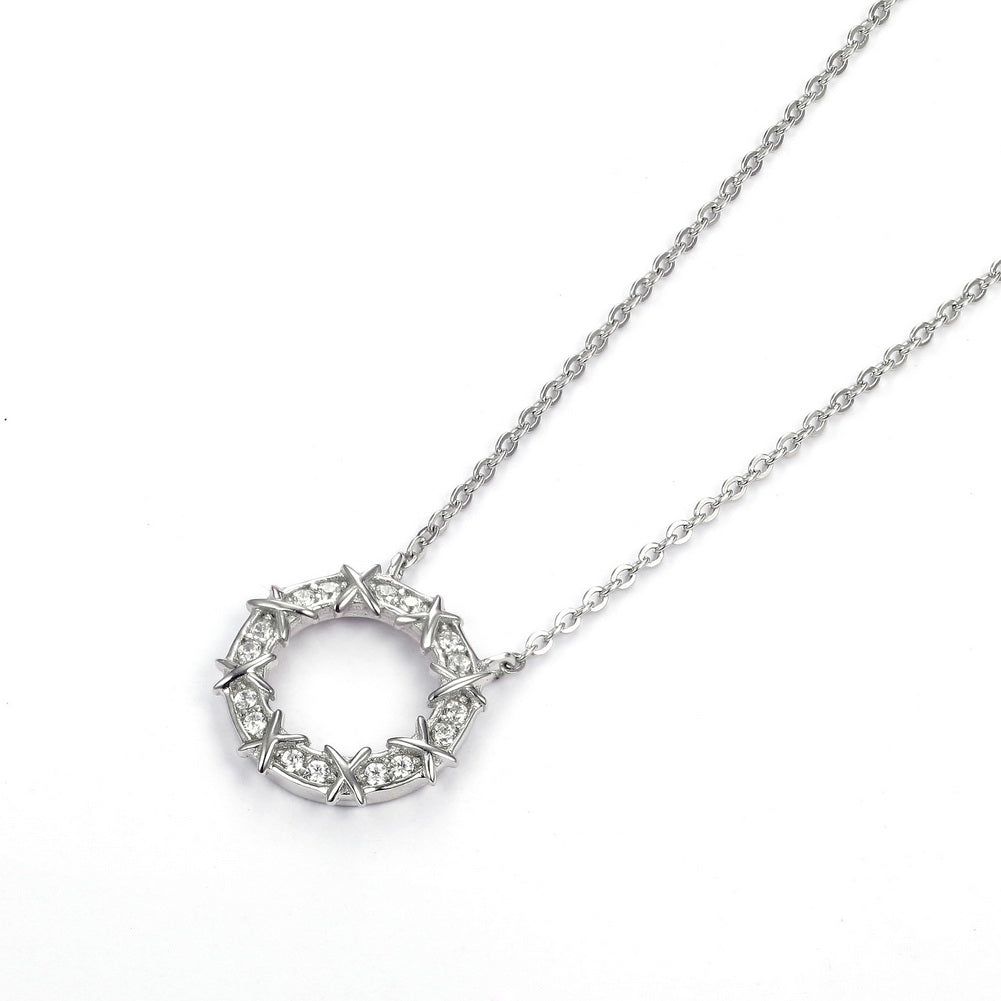 Sterling Silver Open Circle CZ Necklace