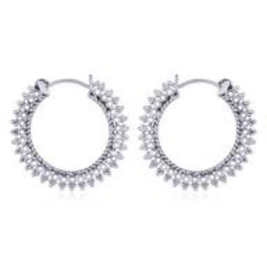 Sterling Silver Patterned Hoop Earrings