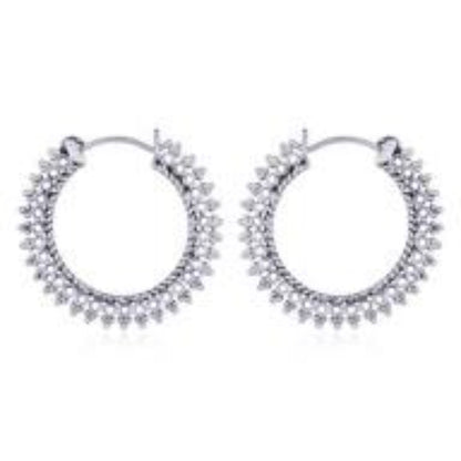 Sterling Silver Patterned Hoop Earrings