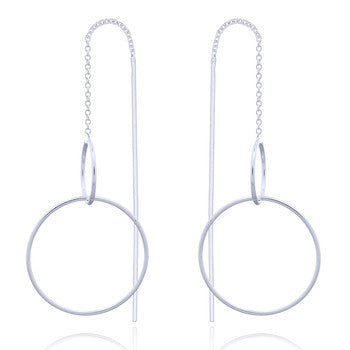 Sterling Silver Circle Threader Earrings