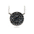 A black shimming circle of cubic zirconia stones on a silver secrets chain.