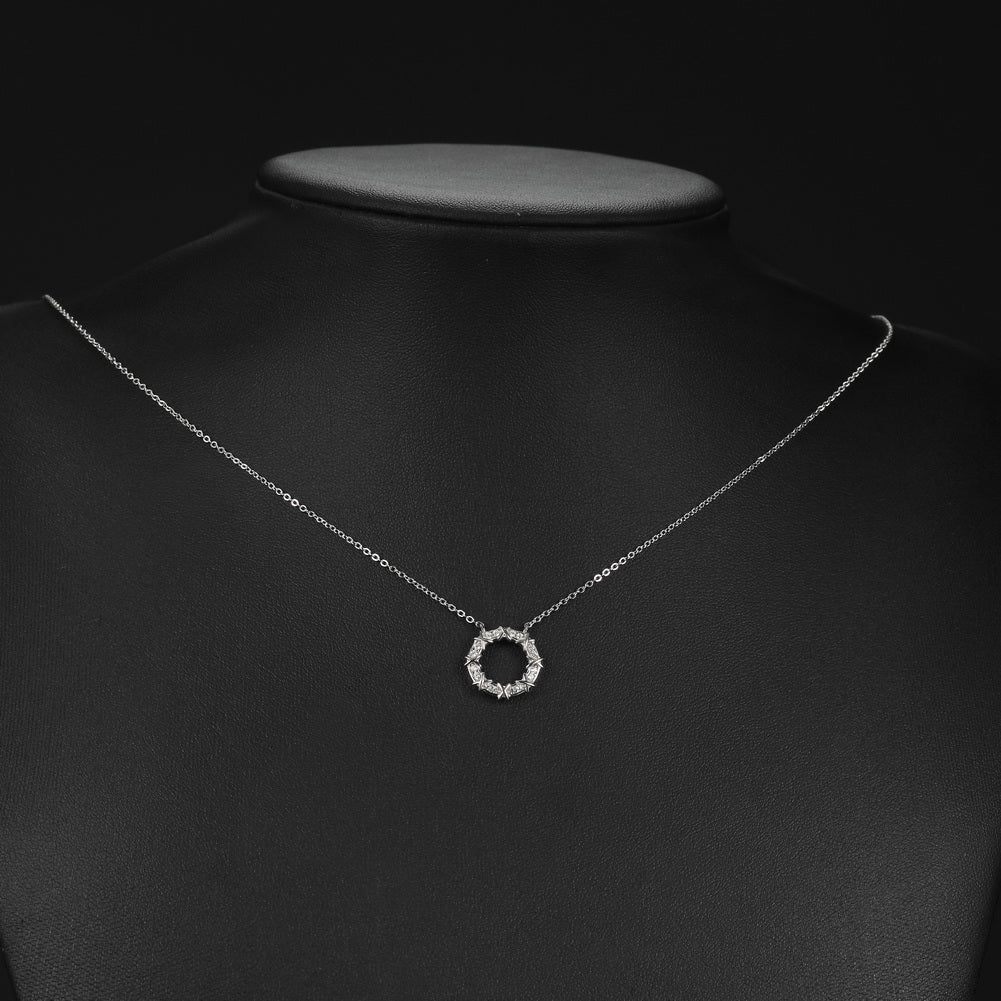 Sterling Silver Open Circle CZ Necklace