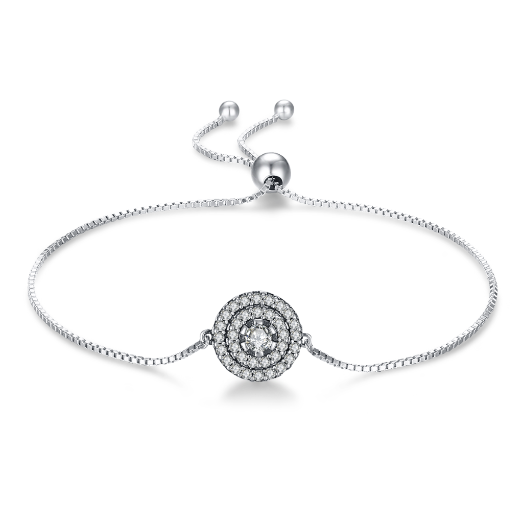 Sterling Silver Sparkle Disc Slider Bracelet