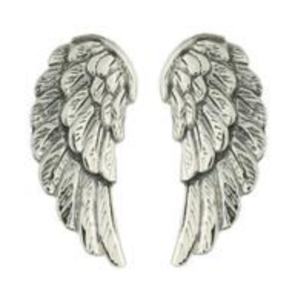 Sterling Silver quality angel wing stud earrings .