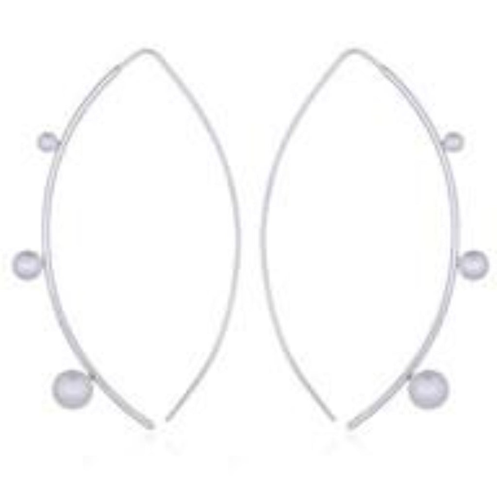 Sterling Silver Arched Pearl Drop Earrings