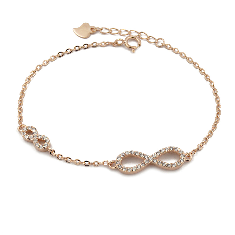 Sterling Silver Rose Gold Glitzy Infinity Bracelet