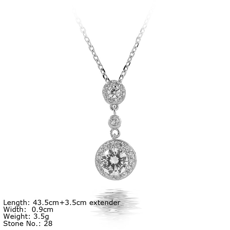 Sterling Silver CZ Triple Circle Necklace