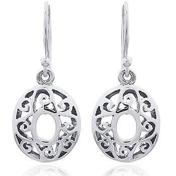 Quality oval shape celtic style sterlimg silver earrings with a high polish finish.