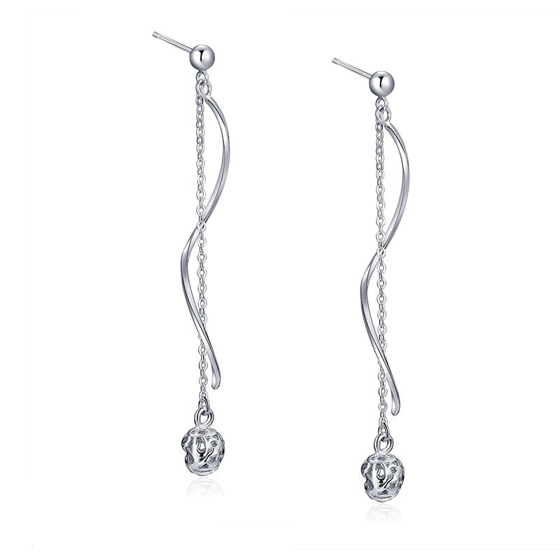 Sterling Silver Twist Chain Dangle with Ball End