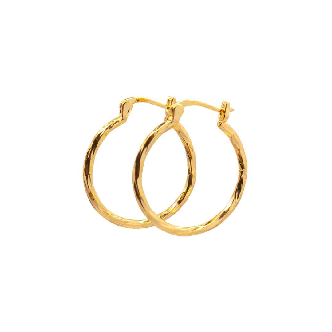 Polished gold hoops made from Sterling Silver with gold plate.