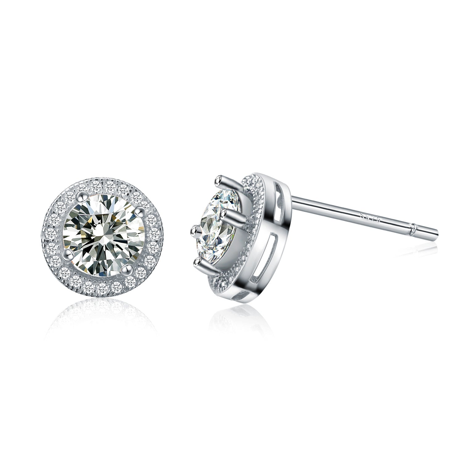 Sterling Silver Cubic Zirconia Solitaire Studs
