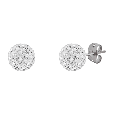 Sterling Silver Crystal 8mm Ball Studs