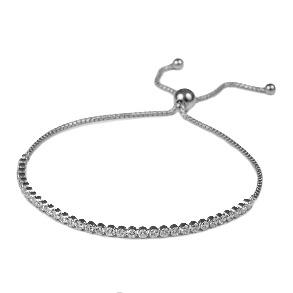 Sterling Silver Slider Sparkling Bracelet