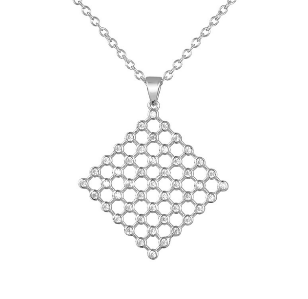 Sterling Silver Diamond Shape Necklace