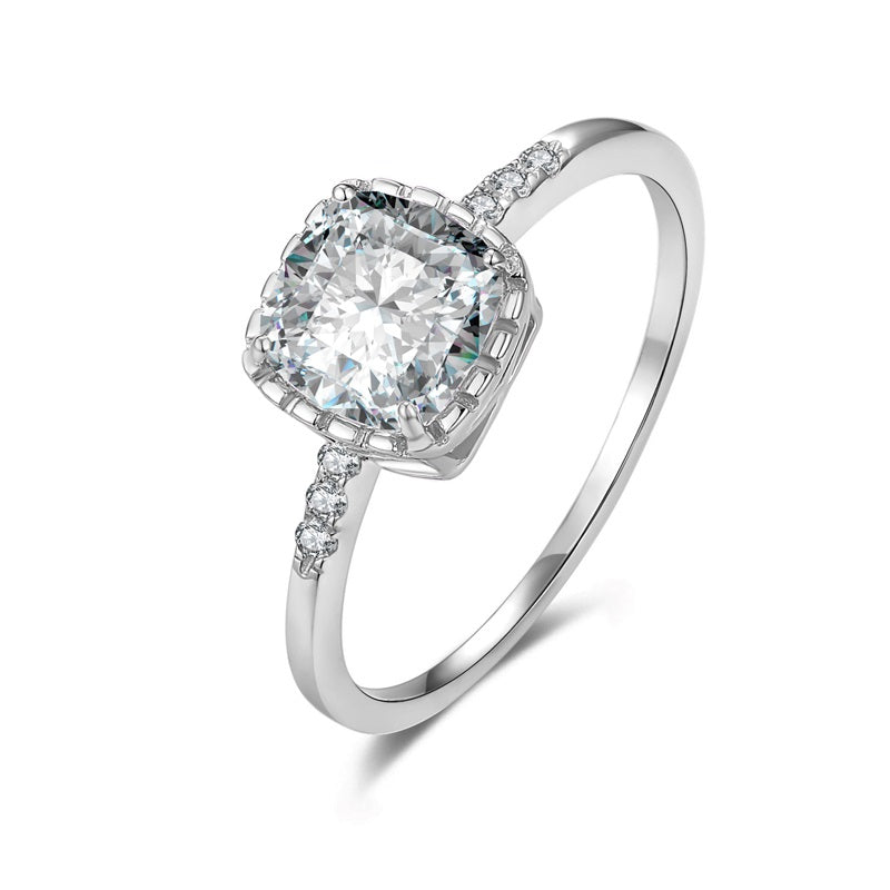 Sterling Silver Large Square CZ Ring