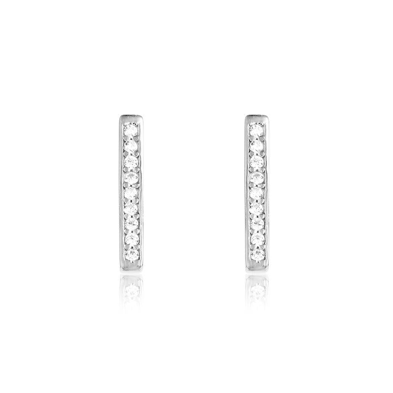 Sterling Silver Long Diamante Line Earrings
