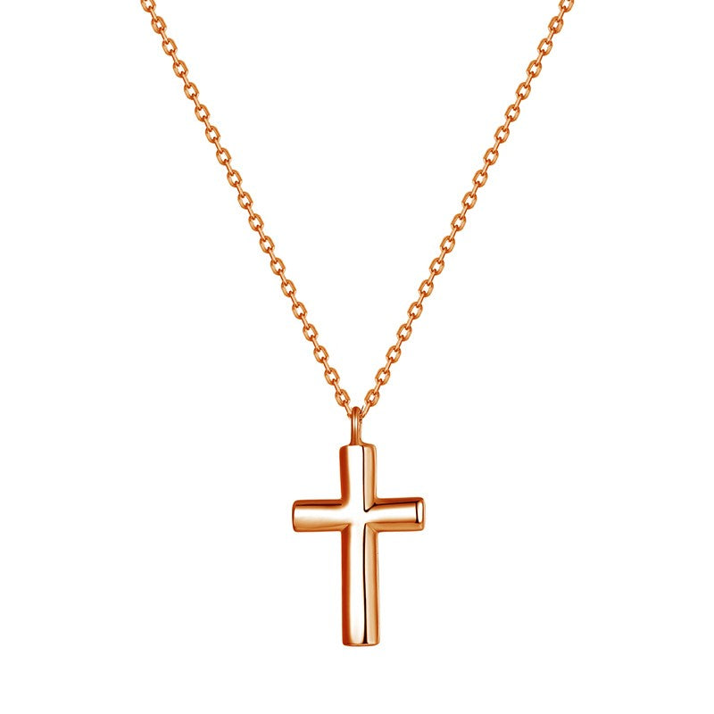 Sterling Silver Rose Gold Cross Necklace