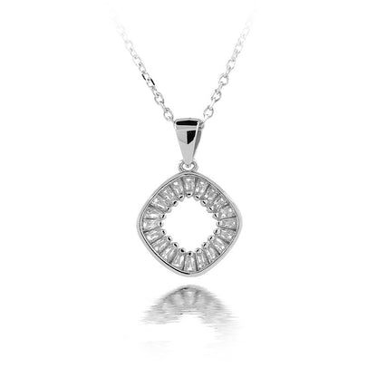 Sterling Silver Stone Diamante Necklace