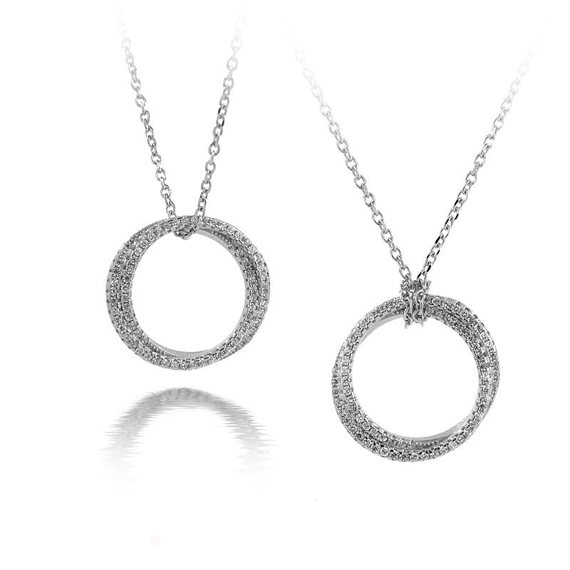 Sterling Silver Two Circle CZ Necklace
